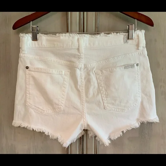 7 For All Mankind 7FAM White Denim Shorts Tag Sz 28 - Picture 2 of 7